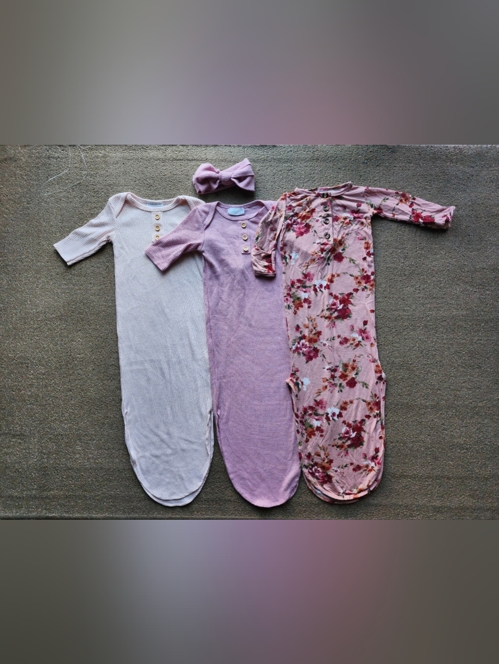 Baby Girls Soft Pink Sleep Gown and Floral Gown Bundle